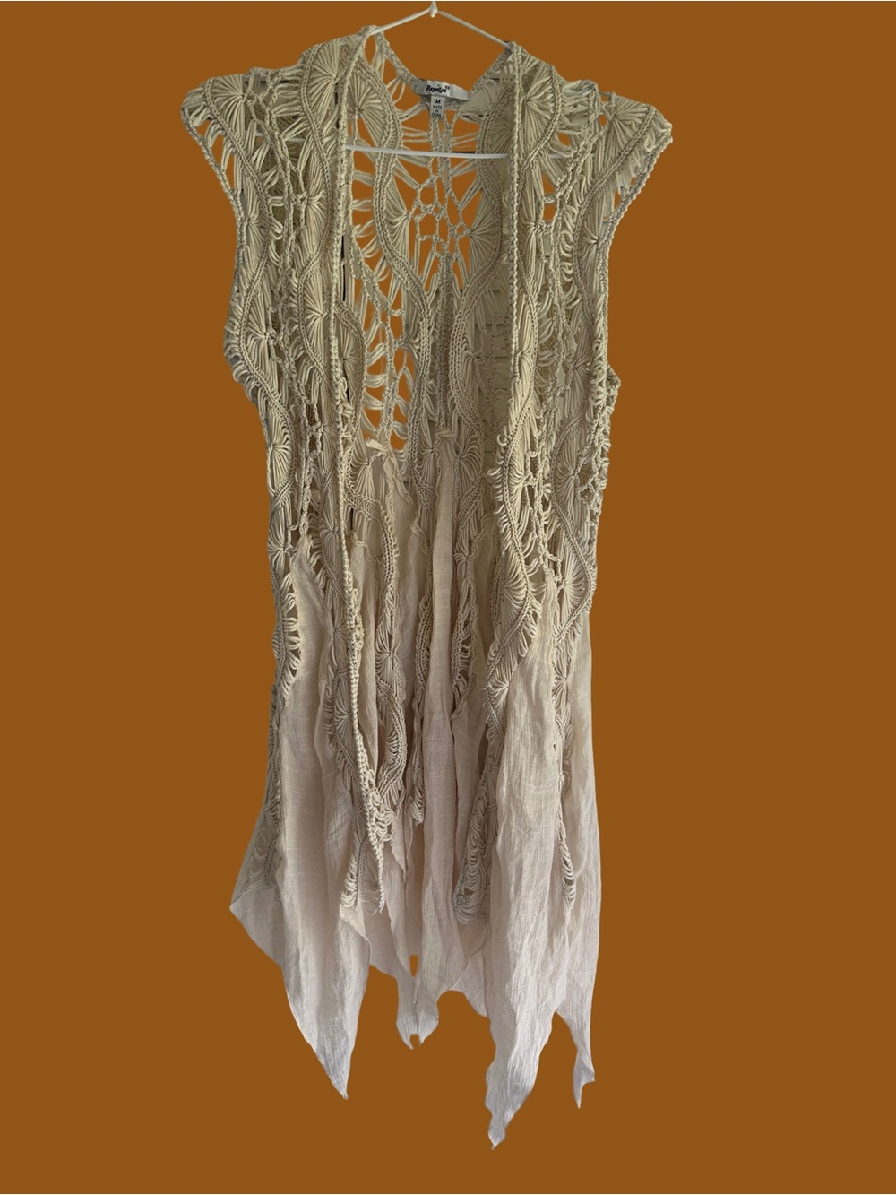 Women's Cream Crochet  Cover-Up Vest